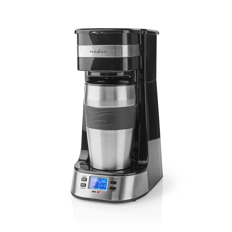 Image secondaire de NEDIS Cafetière – Filtre à café – 0,4 l – 1 tasse – Minuterie d'allumage – Noir/argenté
