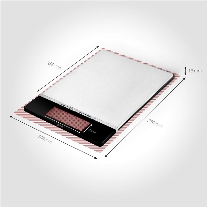 Image secondaire de Venga! Balance de Cuisine de Précision, jusqu'à 5kg, Plateau en Acier Inoxydable, avec Capteur de Température et Horloge, Noir/I