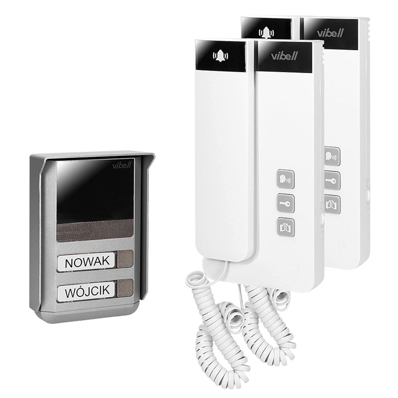 Vibell Salem Multi Interphone pour deux familles, réglage du volume, commande de porte et écouteur magnétique