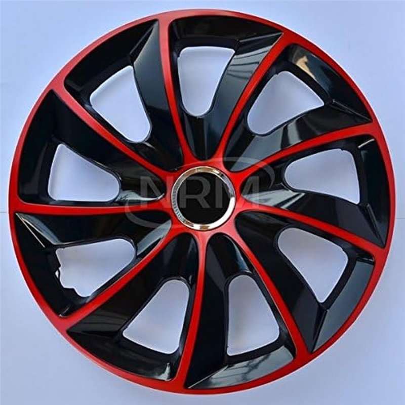 Lot de 4 enjoliveurs STIG Extra Noir/Rouge 14
