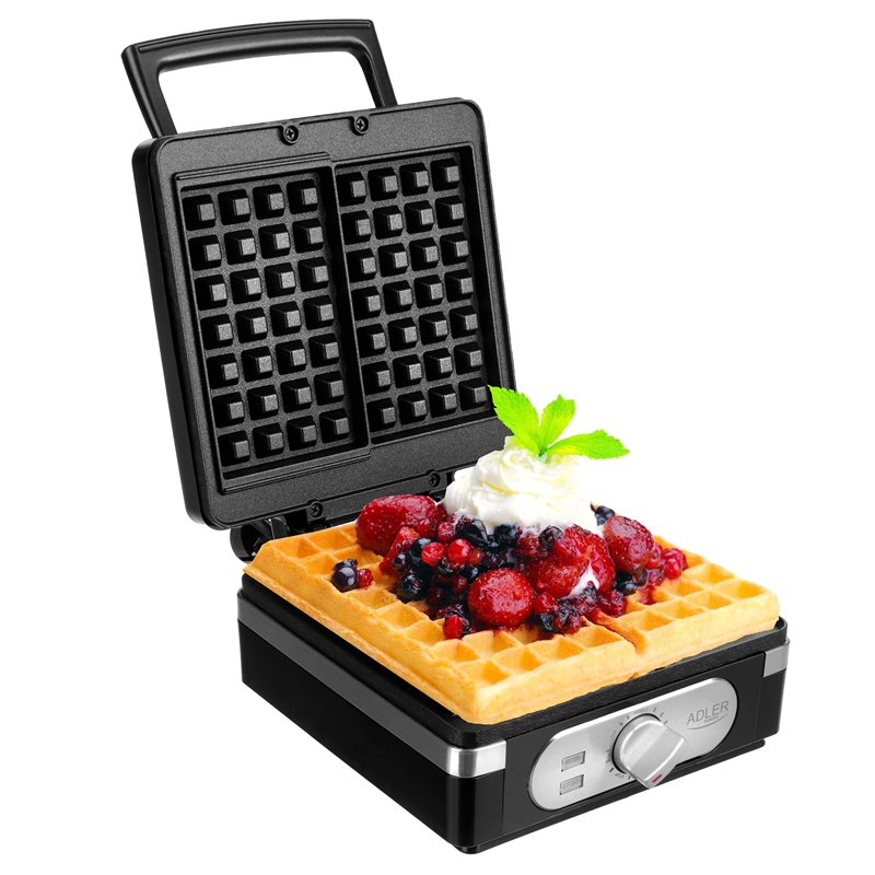 Adler AD 3056 Gaufrier avec revêtement anti-adhésif 2000 W gaufre belge double gaufre électrique avec poignée ignifuge