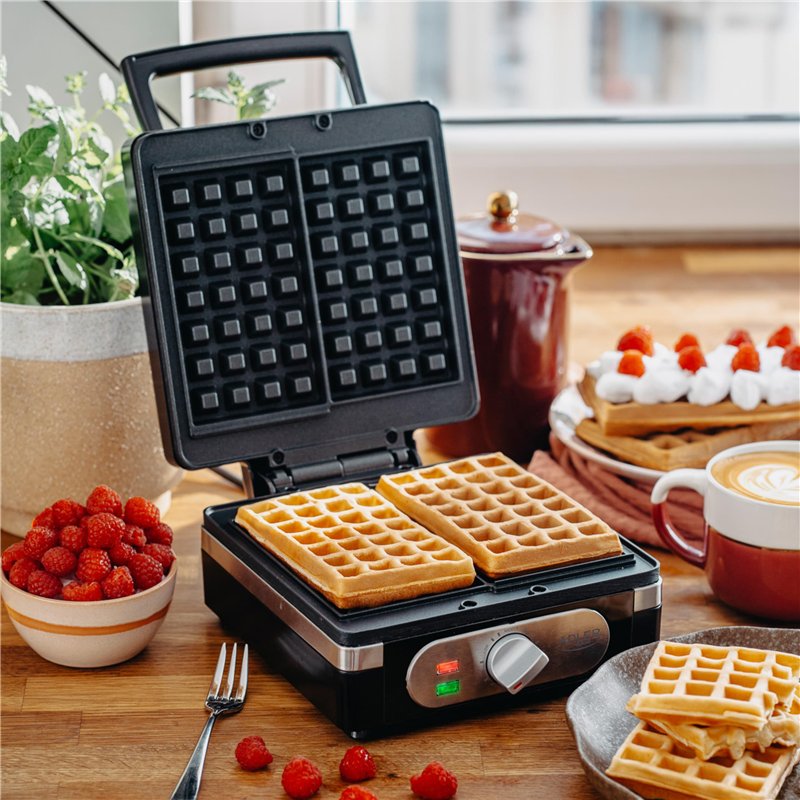 Image secondaire de Adler AD 3056 Gaufrier avec revêtement anti-adhésif 2000 W gaufre belge double gaufre électrique avec poignée ignifuge