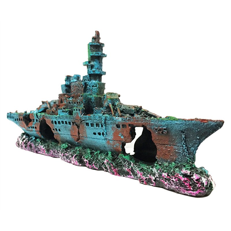 SLOCME Aquarium Shipwreck Decorations Fish Tank Ornaments - Resin Material Sunken Ship Decorations, Eco-Friendly for Freshwater 