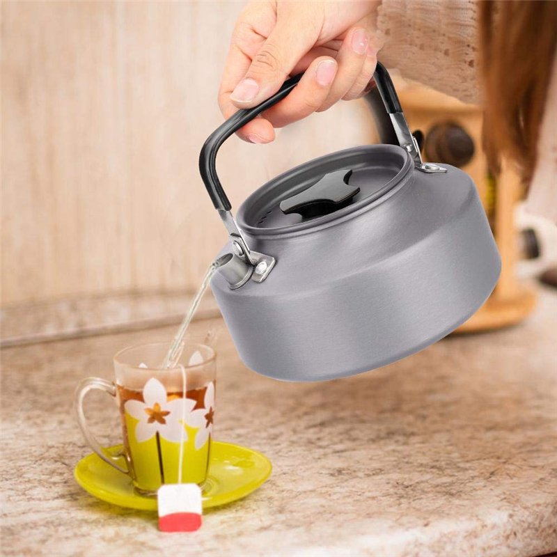 Image secondaire de Théière, MAGT Portable 1.1L théière en aluminium grande cafetière en aluminium bouilloire en plein air théière en aluminium dura