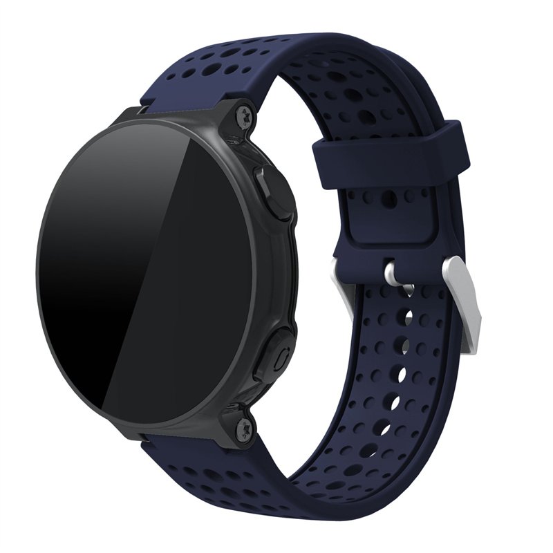 TopTen Bracelet de rechange en silicone pour montre de course Forerunner 220/230/235/620/630 GPS de Garmin M bleu marine