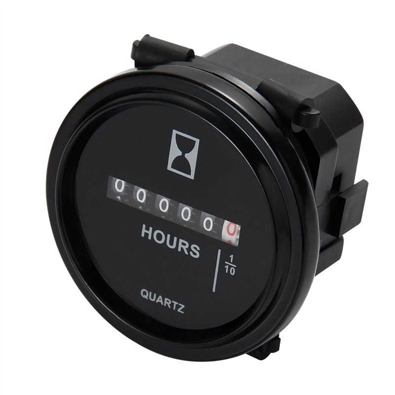 NInE-ROnG Compteur d'heures à quartz rond DC 8V à 80V, compteur d'heures mécanique, étanche pour moteur de bateau, tondeuse à ga