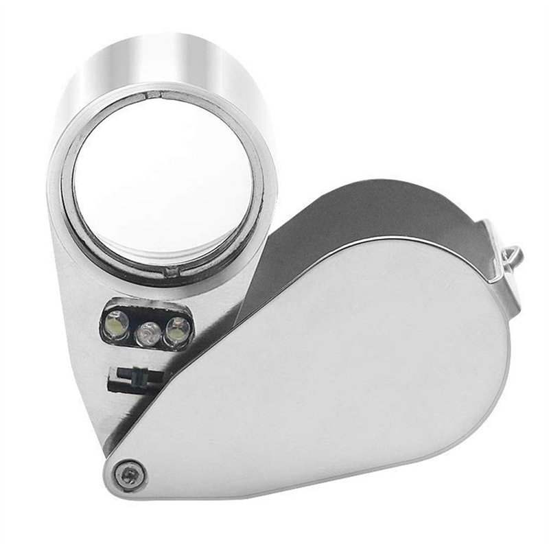Powcan 40X Loupe Bijoutier Loupe de Poche Pliable Loupe Éclairante avec Lumière LED et UV Lampe, convient pour lecture étude jou