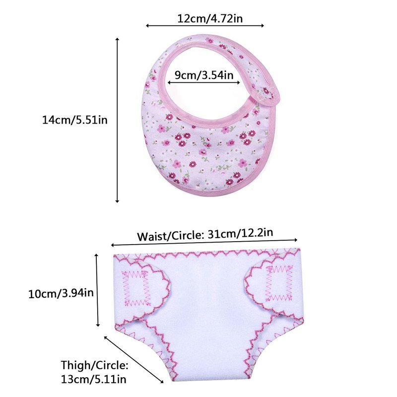 Image secondaire de ZWOOS Bavoirs pour Poupée et Couches pour Baby Poupée, Accessoires pour Poupées 30-40 cm, 4 Pièces