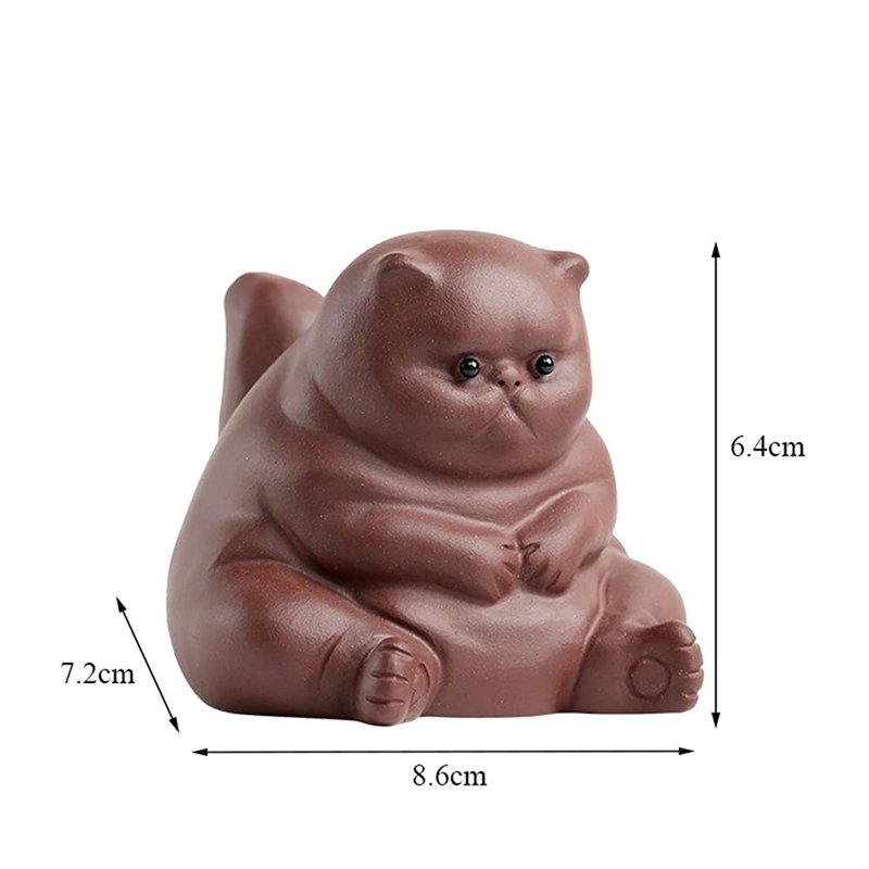 Image secondaire de LUYIYI Figurines d'animaux en céramique créatif Violet Argile Tea Pet Jolie Kung Fu Petite Angry Cat Artisanat Accueil Décoratio