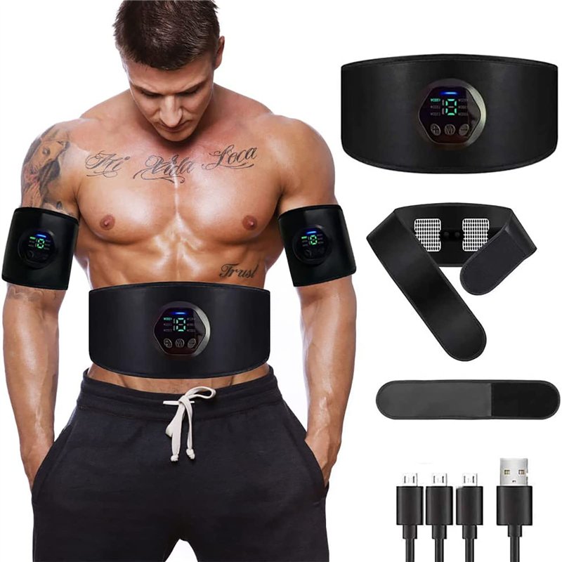 Electrostimulateur Musculaire, Ceinture Abdominale EMS Appareil Pas Besoin de Feuilles de Gel USB Charge Femme Homme Entraînemen