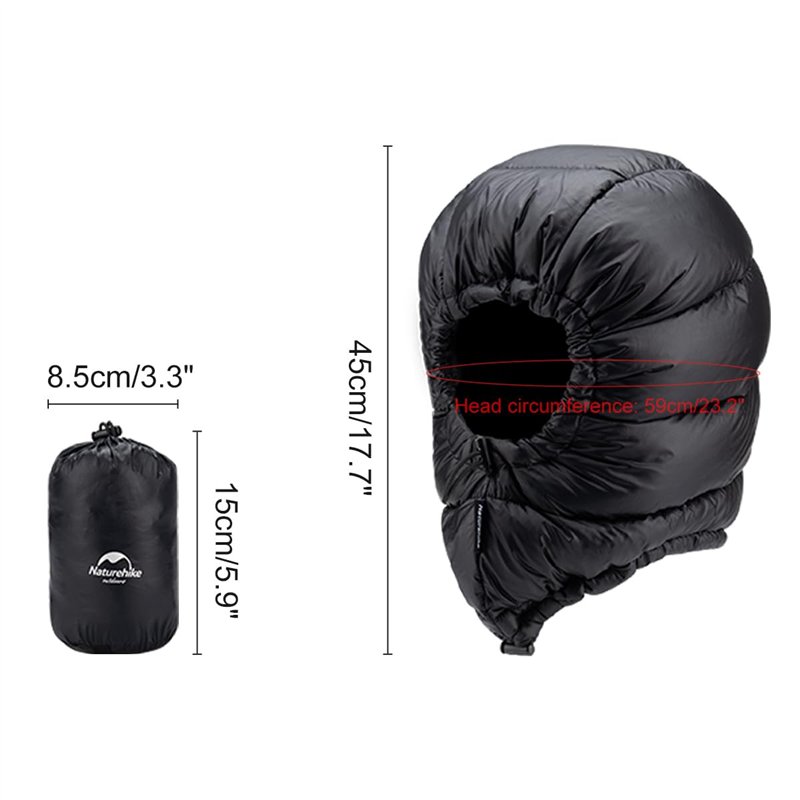 Image secondaire de Naturehike Cagoule en Duvet pour l'hiver Bonnet de Sac de Couchage Ultraléger et Coupe-Vent Outdoor Camping Bonnet en Duvet Impe