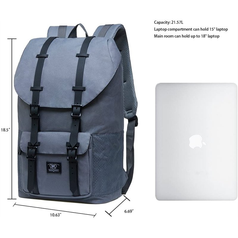 Image secondaire de KAUKKO Sac à Dos pour Loisirs/Affaire/Scolaire pour 15 Pouces Ordinateur Portable 27 * 17 * 47 cm, 21.57 L (Gris JNL-D3-09)