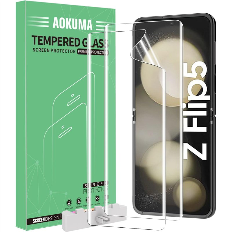AOKUMA Protections d'écran pour Samsung Galaxy Z Flip 5/Z Flip 6,[2 pièces] Film de Protection en TPU Flexible Compatible avec G