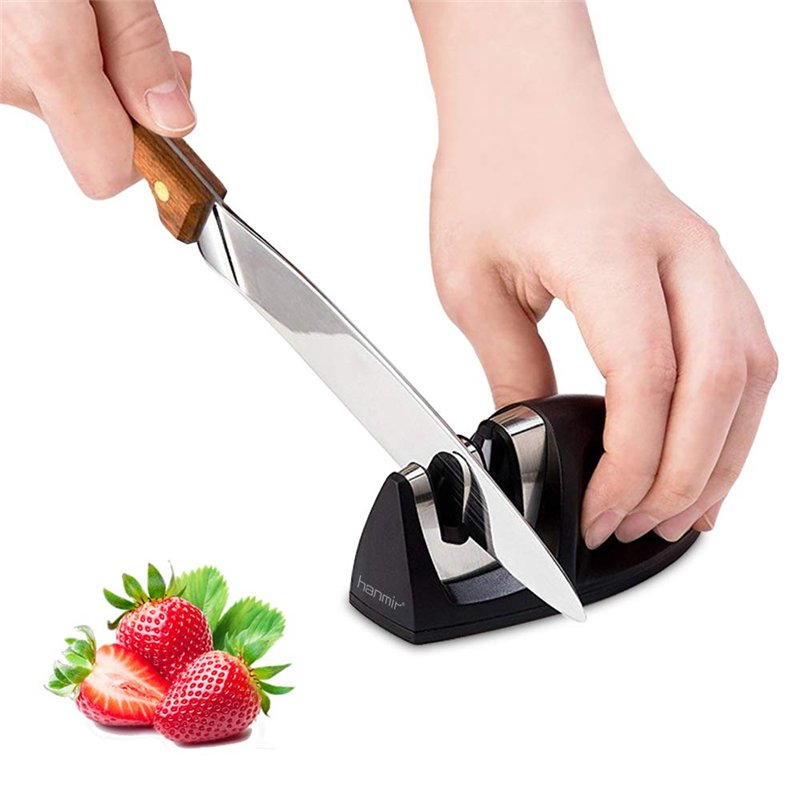 Hanmir Aiguiseur de Cuisine Professionnel 2 en 1 Manuel Aiguiseur pour Couteaux en Acier Inoxydable et céramique de Toutes Tailles