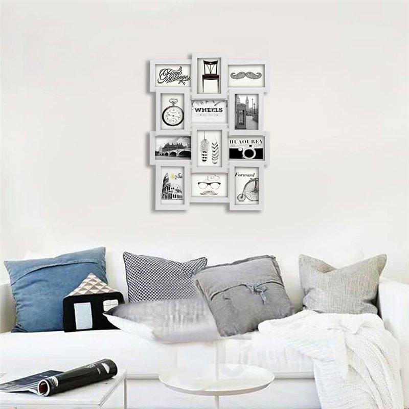 Image secondaire de SONGMICS Cadre Photo Pêle-mêle, Mural Capacité de 12 Photos de 10 x 15 cm +1 Cadre Photo sur Table Offert MDF, Cadeau Noel, Néce
