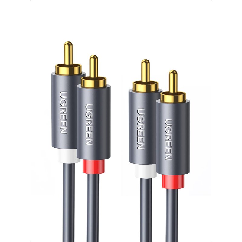 UGREEN 2M Câble RCA 2 Mâle vers 2 Mâle Câble Cinch Audio Stéréo Compatible avec Lecteur DVD Platine CD Haut Parleur Amplificateur