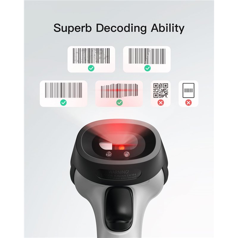 Image secondaire de Inateck Scanner de Codes-Barres Bluetooth sans Fil, 180 Jours de Fonctionnement Continu, Portée 35 m, Scan Automatique Rapide et