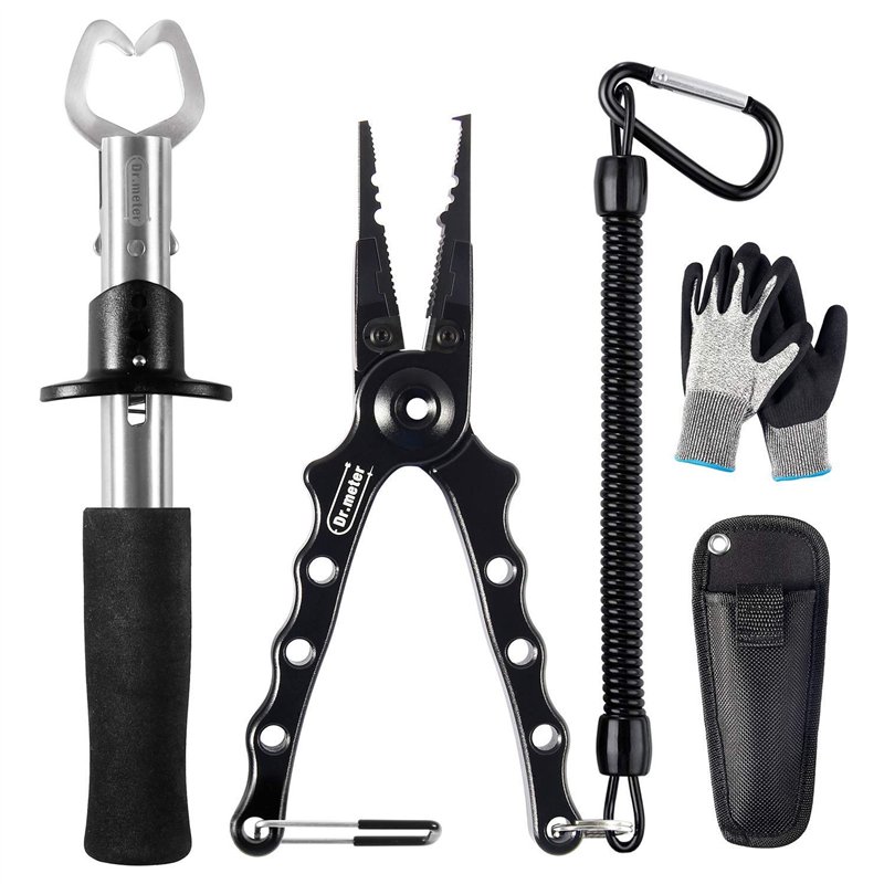 Dr.meter Pince pour la pêche en Acier Inoxydable, Outils de pêche 3PCS, Gants de pêche-Pince à Poisson-Pince pour la Manipulatio