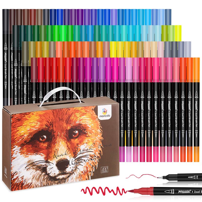 mancola 100 Couleurs Feutres Coloriage Adultes, Feutre Aquarelle Stylo Pointe Fine, Pour Professionnel Dessin,Coloriage Mandala