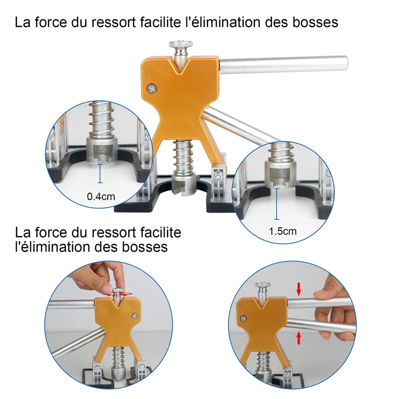 Image secondaire de Tosucs Outil Débosselage sans Peinture Kit Débosselage Carrosserie 34 PCS avec Pistolet à Colle,Doré Dent Extracteur,pour Voitur