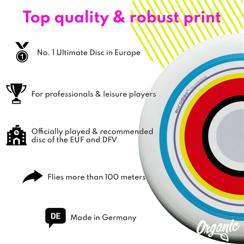 Image secondaire de eurodisc 175g Organic Ultimate Frisbee Disques of Bio Plastic, Voler Plus de 100 mètres, Summer