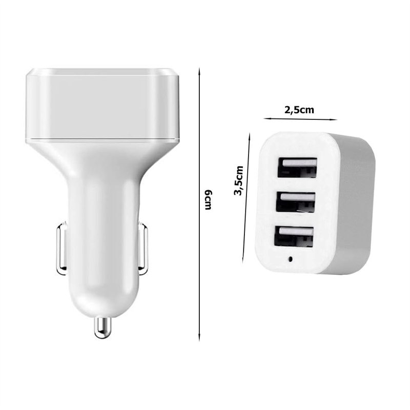 Image secondaire de VG - Chargeur Voiture - Triple Ports USB 12/24V - Permet de recharger les appareils USB en Roulant - 1 Prise Allume Cigare 12-24