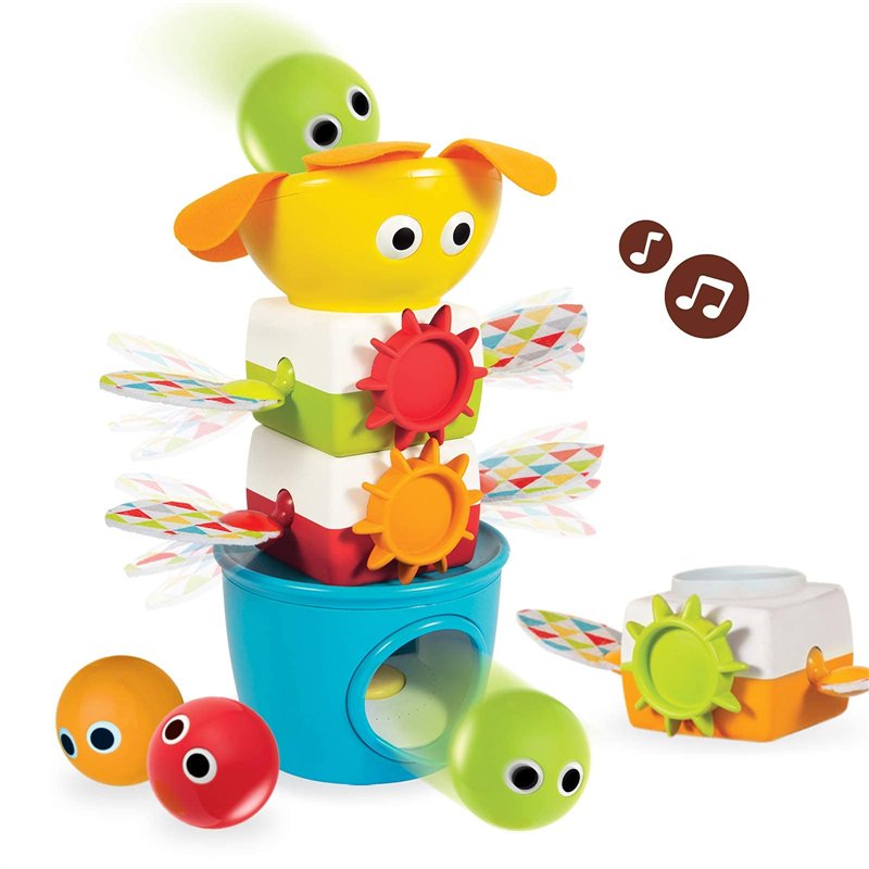 Yookidoo - La Nouvelle Tour Flap Flap - Jouet Bébé Educatif - Jeu Musical et Mobile - Jouet à Empiler- Motricité, Eveil, Coordin