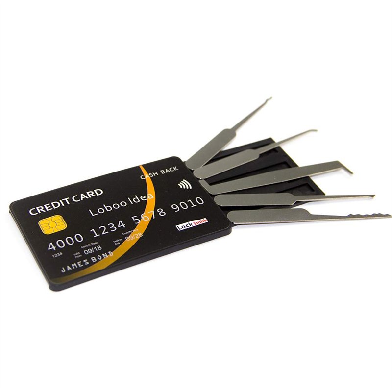 Loboo Idea Trousse à outils de sélection de cartes de crédit, Outils à main de serrurier pour Lockpicking, pour ouvrir des caden