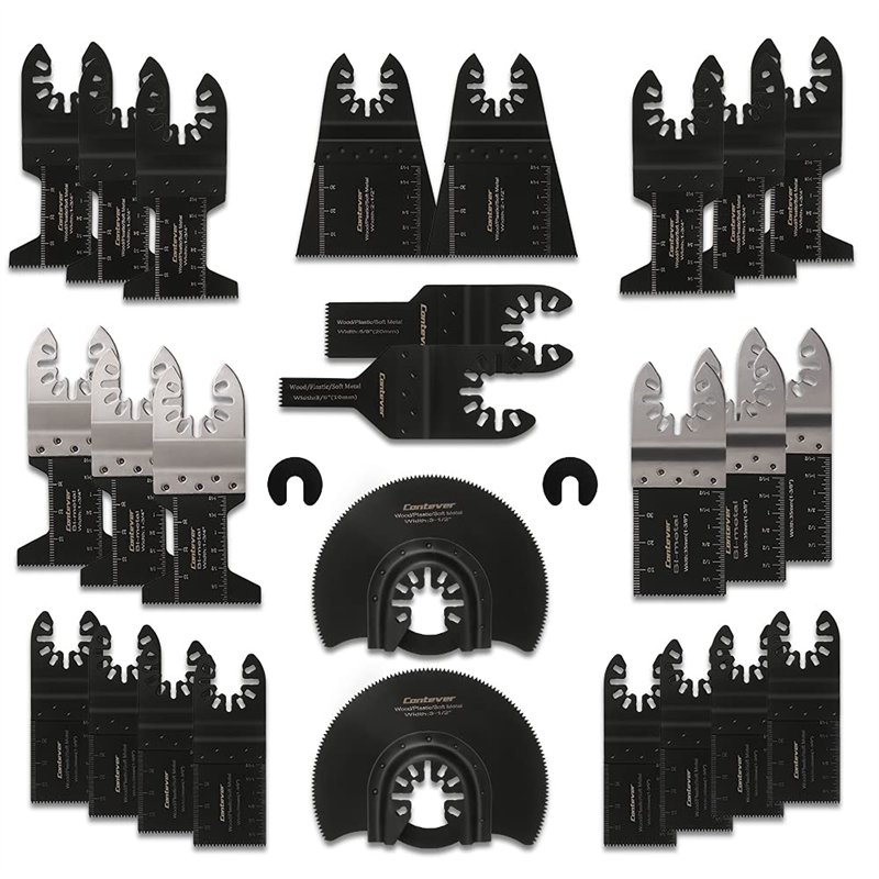 Lame de Scie Oscillante, 28pcs, Outil Multifonction Accessoires Kit pour Plastique, Bois, Métal, Universelle Fein Multimaster, D