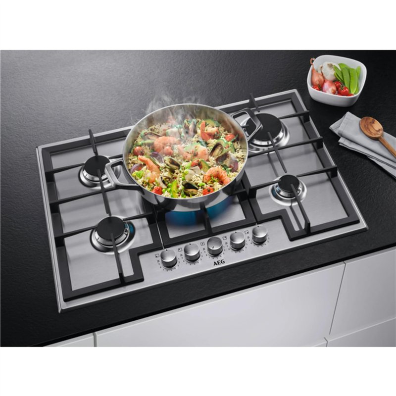 Image secondaire de AEG HGB75400SM Slim Line Plateau de cuisson à gaz, 75 cm, 5 feux, acier inoxydable