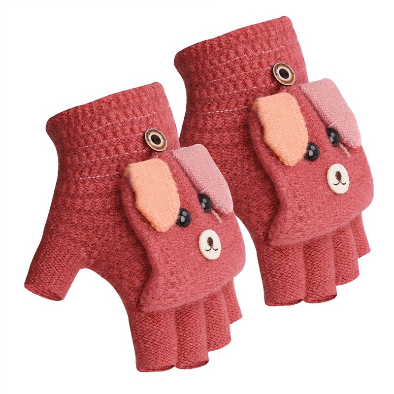Image secondaire de Moufles Mitaine Filles Garçons 8-13 Ans Hiver Gants de Flip Tricot à Motif de Lapin Doux et Confortable Mitaine Chaud Epaissi po