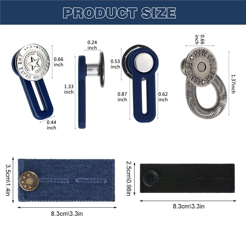 Image secondaire de ZYNERY 21 Pièces Rallonge Bouton Pantalon, Extension de Bouton élastique en Caoutchouc, Extender Rallonges à Bouton en Métal Tis