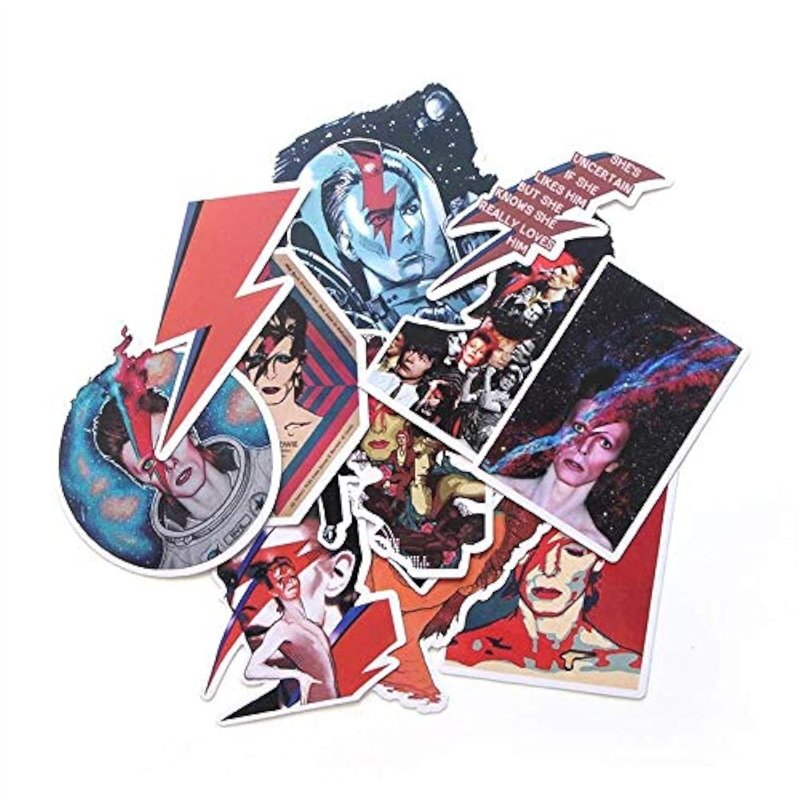 David Bowie Lot de 12 autocollants pour skateboard, ordinateur portable