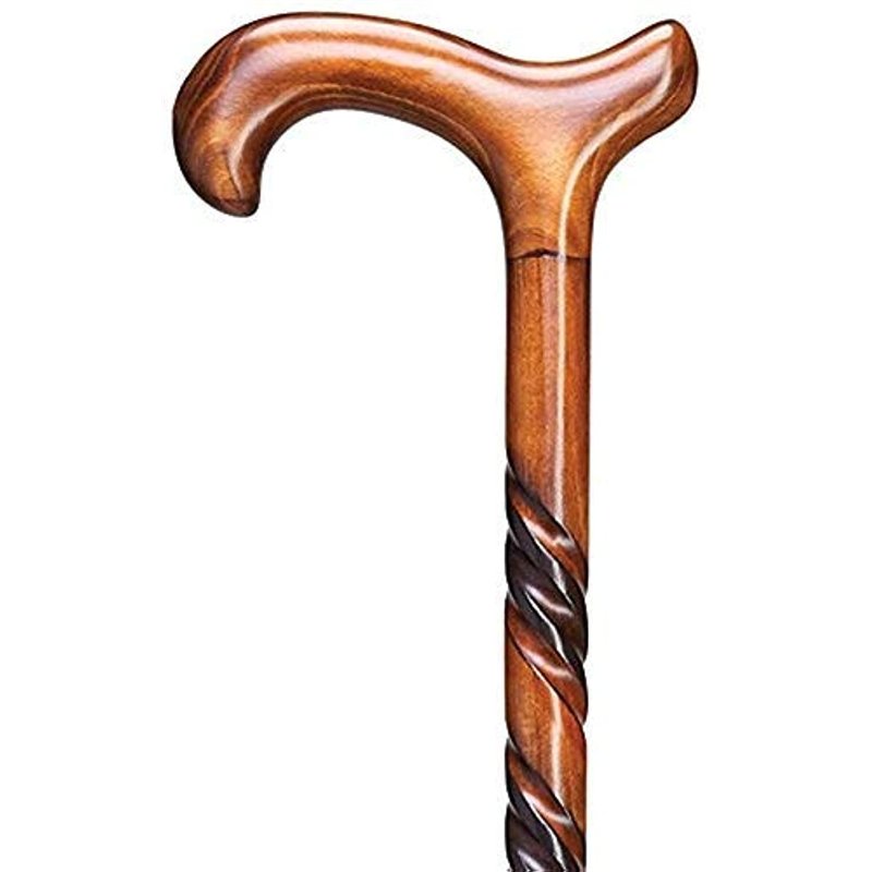 Canne de marche torsadée pliante en bois à la main Whopper Canne de marche avec poignée confortable, bâton de marche 37 pouces