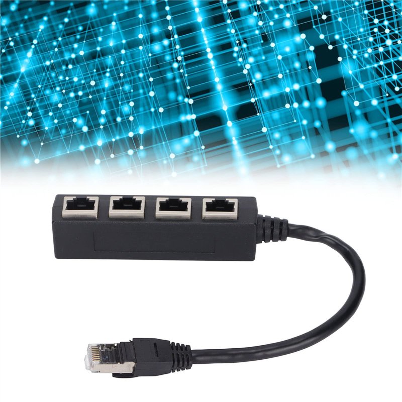 Image secondaire de Adaptateur Répartiteur RJ45, Câble Répartiteur Ethernet RJ45 1 à 4 Ports Transmission en Douceur Excellente Connexion Adaptateur