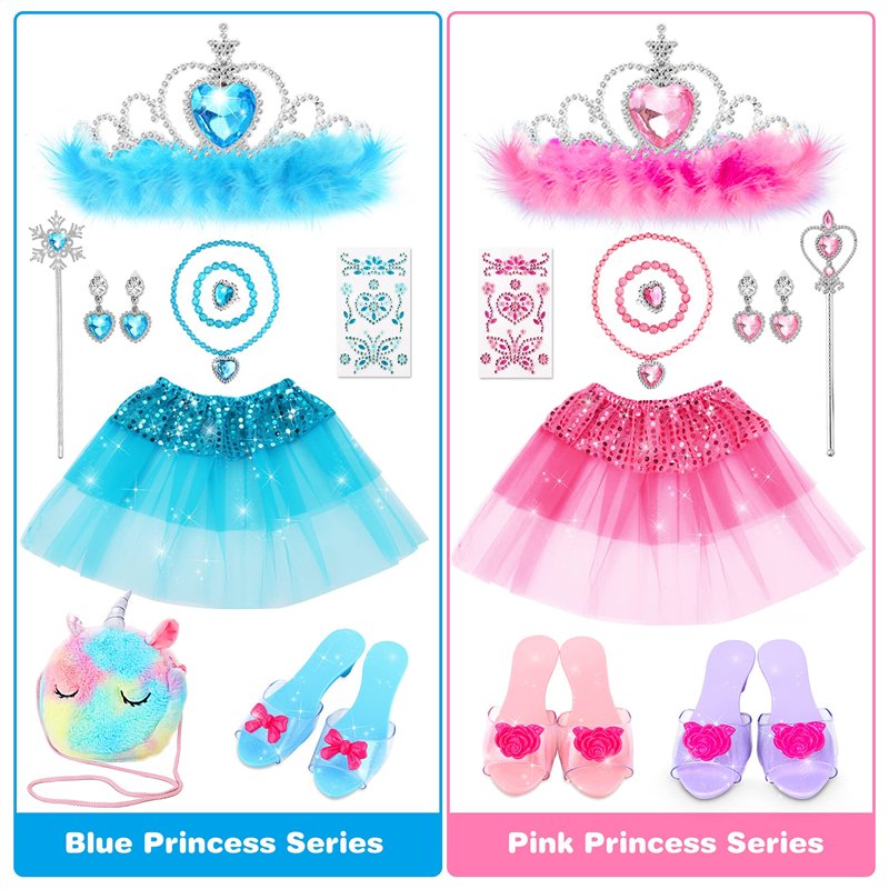 Image secondaire de Jojoin 3 paires de Chaussures de Princesse Fille, Déguisement Accessoires, 1 Licorne Sac, 2 jupes, Bijoux pour Carnaval, Halloween