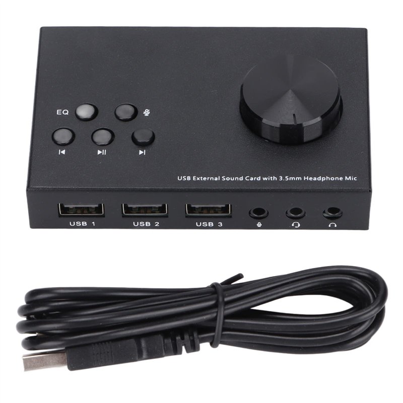 Carte Son Externe USB Stéréo, Interface 3,5 Mm, Conception Multimode, Plusieurs égaliseurs, Adaptateur Audio de Conversion de So