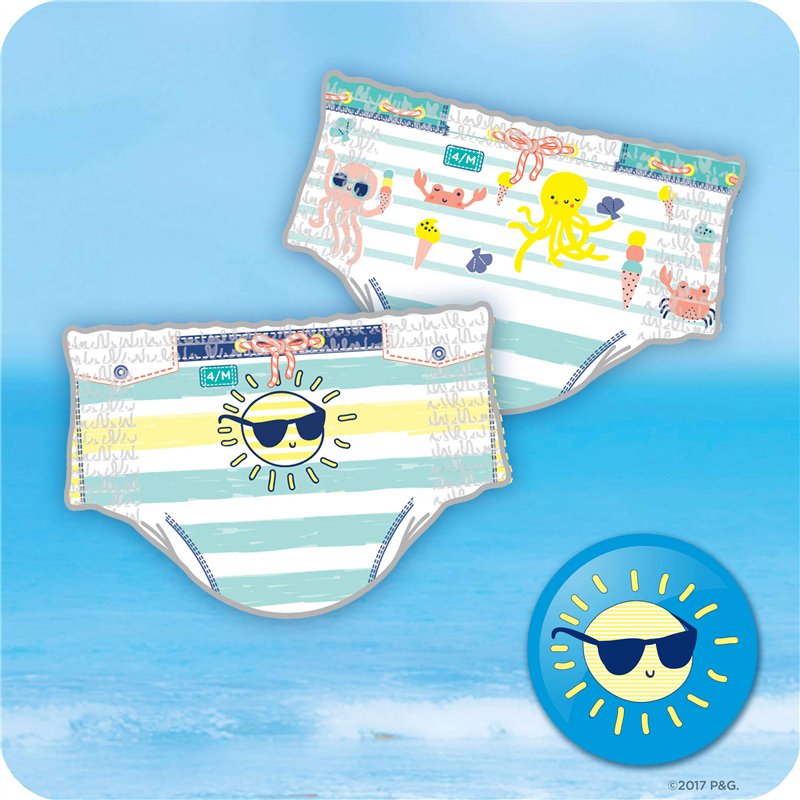 Image secondaire de Pampers Couches-Culottes de Bain Jetables Splashers Taille 3-4 (6-11kg) pour une Protection Optimale dans l'Eau, 12 Couches