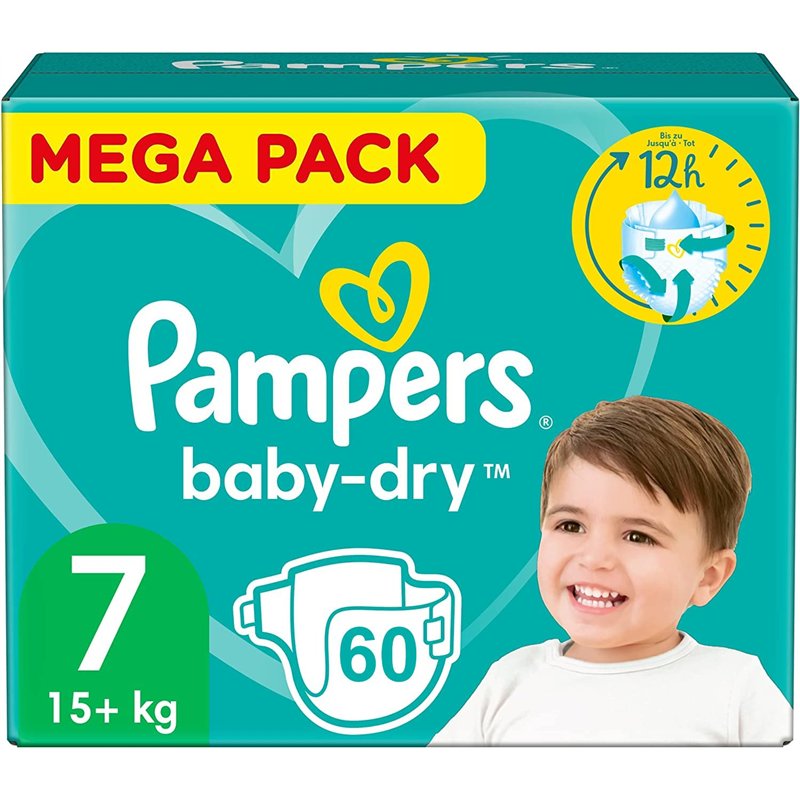PAMPERS BABY-DRY TAILLE 7 60 COUCHES