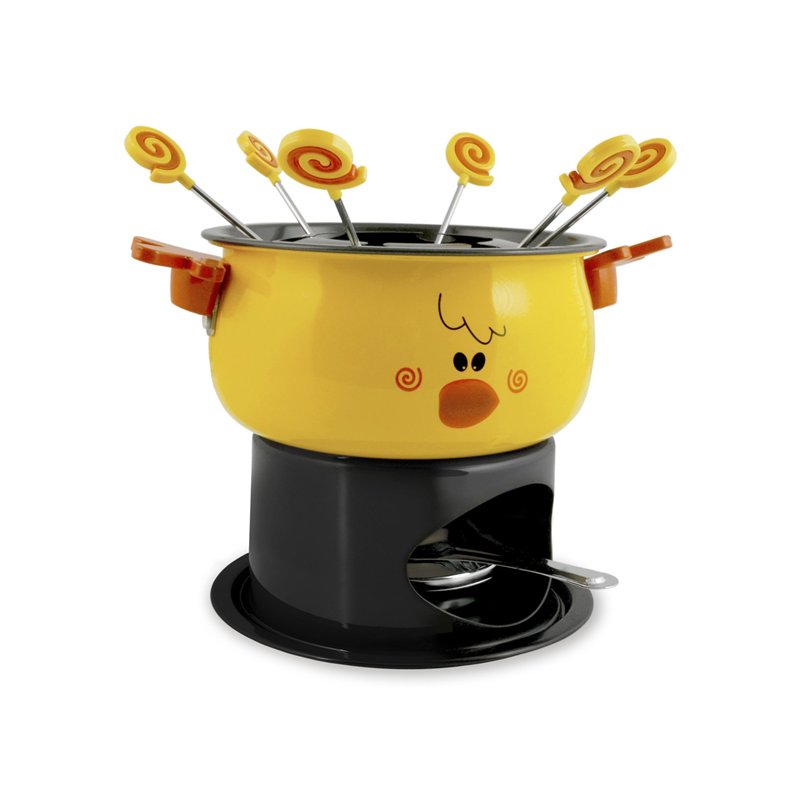 Home Duck Service à Fondue, Bois/Métal, Noir, 11 Pièces