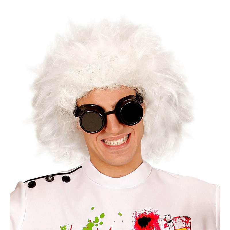 Widmann 6382L - Perruque de savant fou, pour carnaval, Halloween ou fête à thème, blanc