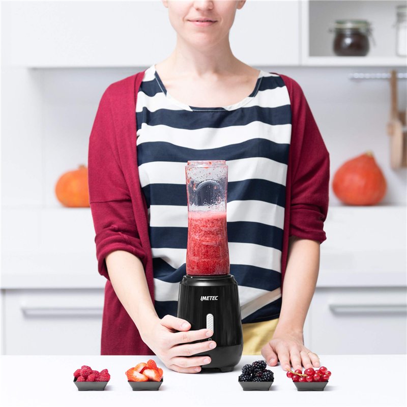 Image secondaire de Imetec Personal et Sport Blender PB 100 Mini mélangeur avec 2 bouteilles Take-Away en Tritan sans BPA, 4 lames en acier inoxydab
