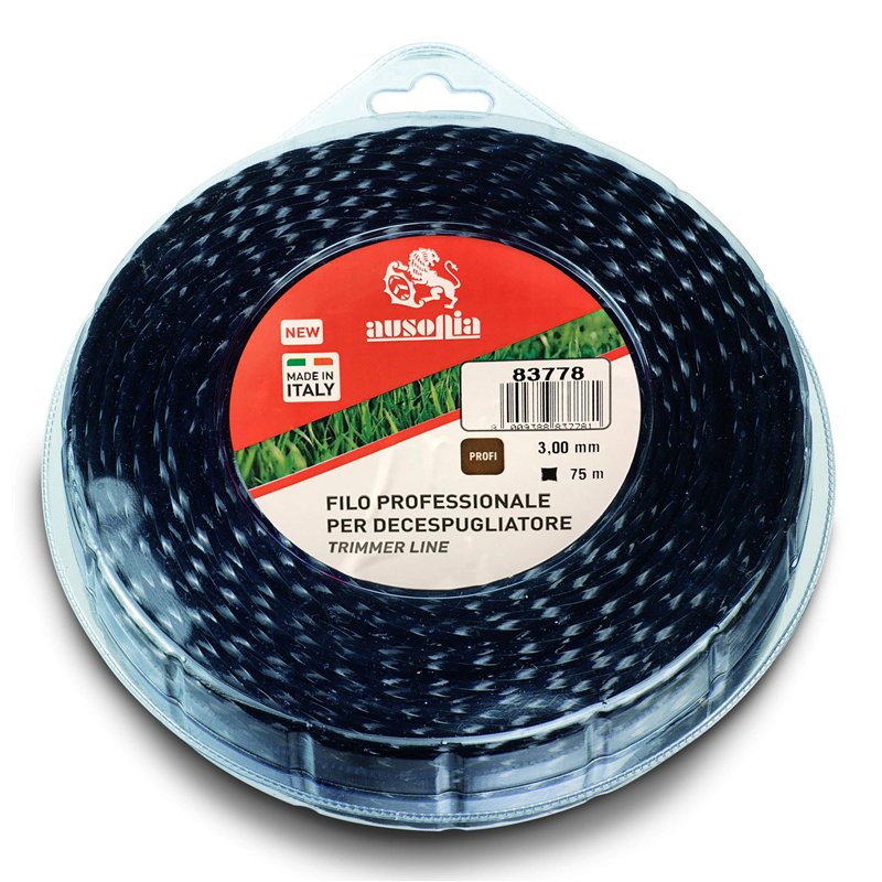 AUSONIA - Fil pour DÉBROUSSAILLEUSE Professionnelle Vertigo sous Blister 3,00 MM X 75 MÈTRES