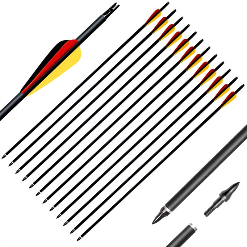 Narchery Flèche Arc Chasse 31 Pouces Flèche Carbone, Tir à l’Arc pour Entraînement et pour l’Arc Long, l’Arc Traditionnel et l’A