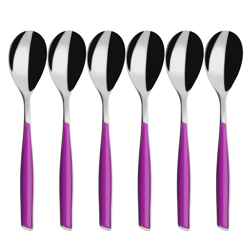 BUGATTI, Glamour, Lot de 6 cuillères à café en Acier Inoxydable 18/10 et poignée Couleur Iris, moulure Pro-Tech System, va au La
