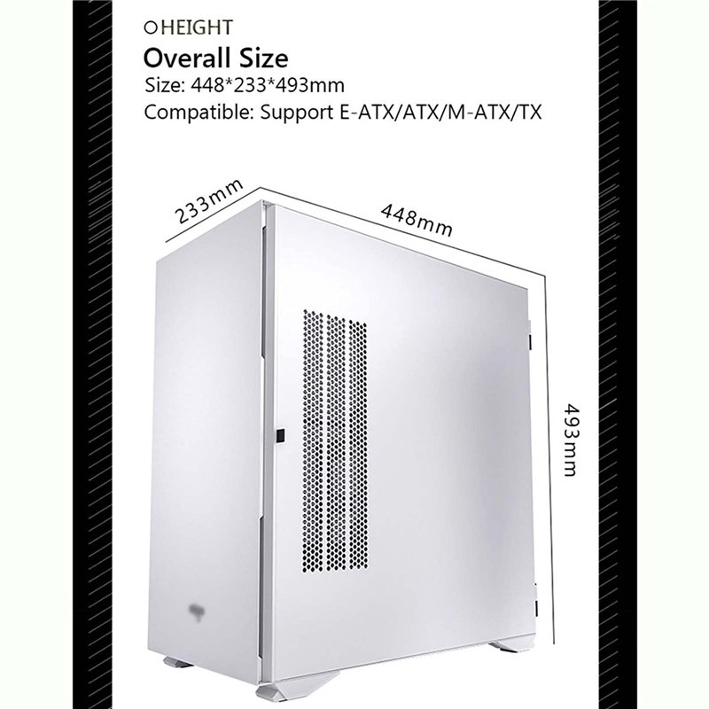 Image secondaire de BBNB Boitier ATX Cas De Jeu, Mi-Tour PC Étui De Jeu E-ATX/ATX/M-ATX/ITX - Devant I/O USB 3.0 Panneau Latéral en Verre À Charnière