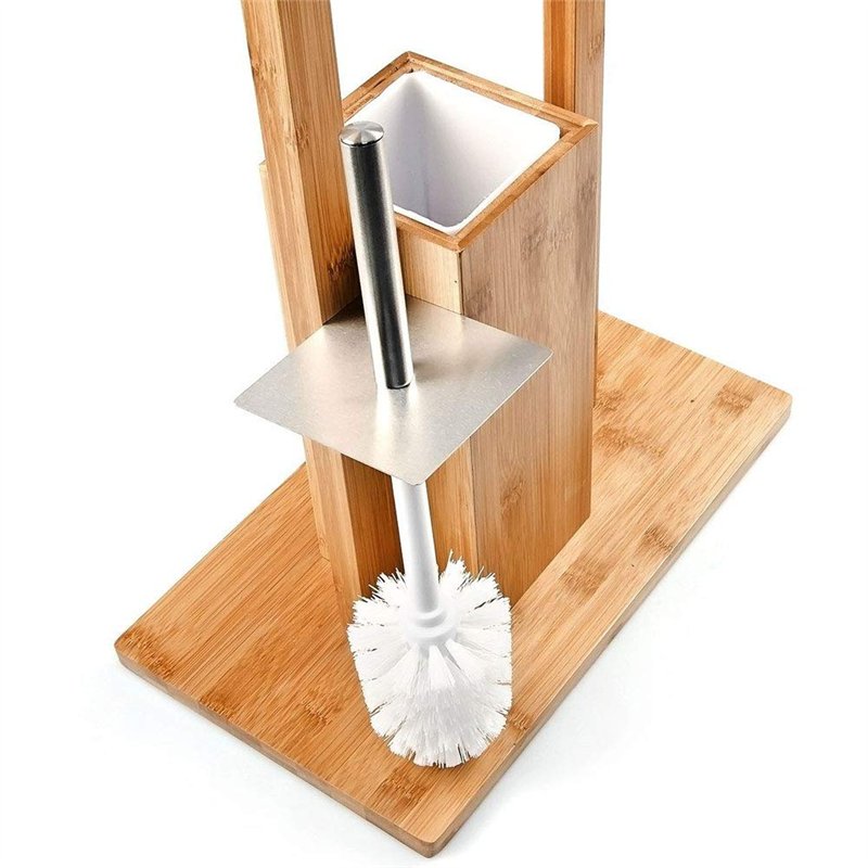 Image secondaire de BAKAJI Ensemble Porte-Brosse WC et Porte-Rouleau de Papier-Toilette en Bambou HxlxP : 82 x 36 x 21 cm dérouleur Distributeur Pap