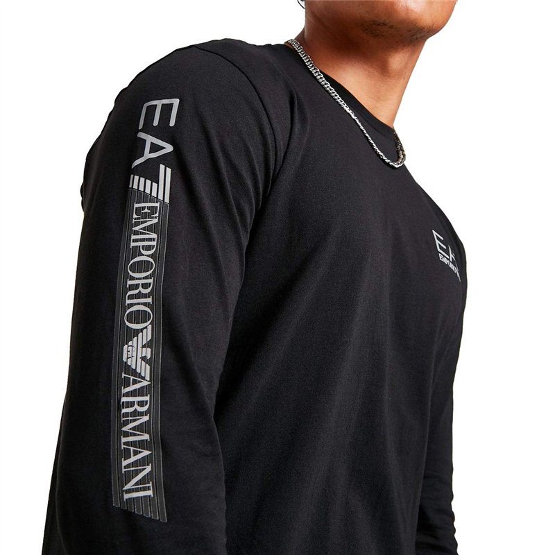 Emporio Armani T-Shirt Homme EA7, Tee-Shirt Manche Longue, Col Rond (Noir, XL)