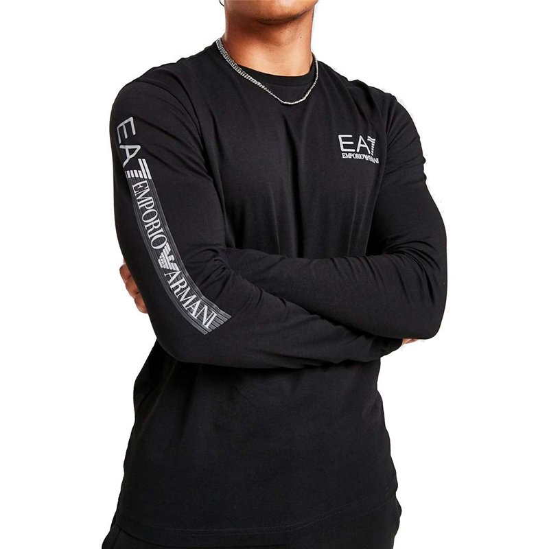 Image secondaire de Emporio Armani T-Shirt Homme EA7, Tee-Shirt Manche Longue, Col Rond (Noir, XL)