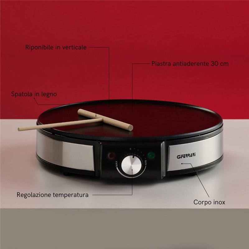 Image secondaire de G3 Ferrari G10098 Profi-Crepe Crêpière Inox Réglage Temperature, Diamètre 30 °C, 1200 W
